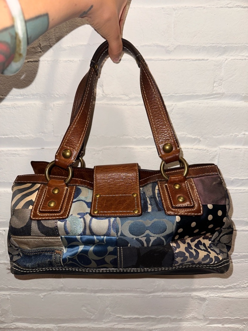 Vintage Coach Blue Denim Patchwork Purse - Picture 2 of 8